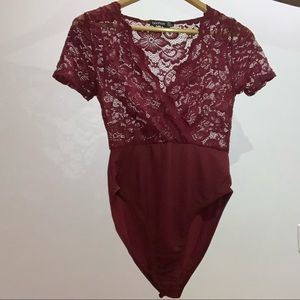 Red Lace Bodysuit